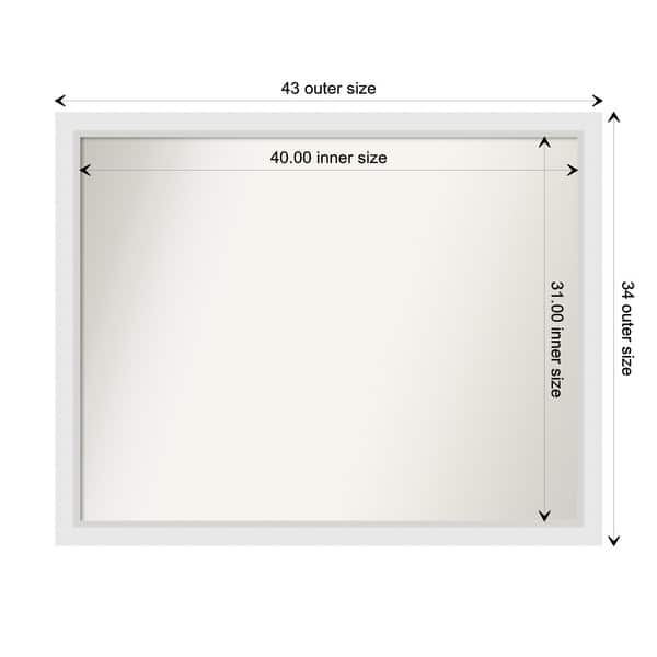 dimension image slide 54 of 93, Wall Mirror Choose Your Custom Size - Extra Large, Blanco White Wood