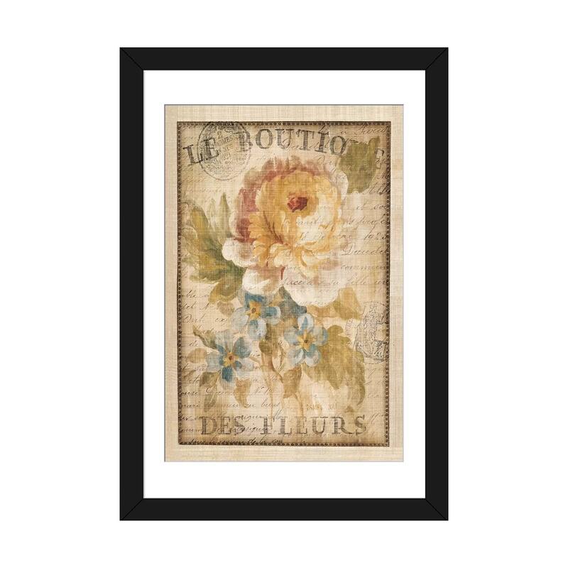 iCanvas "Parisian Flowers I" by Danhui Nai - Black - 32x24x1