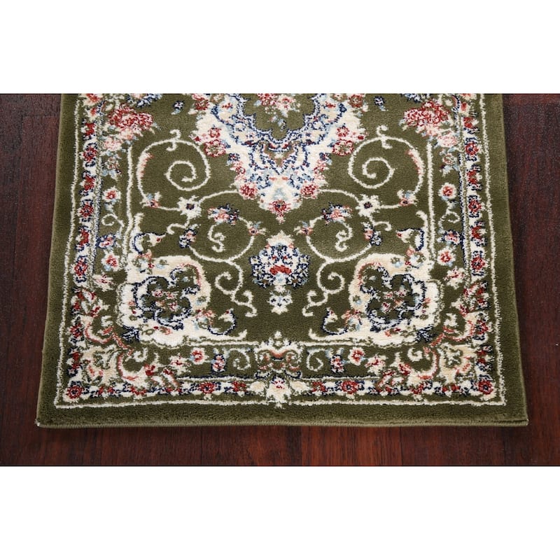 Green Floral Medallion Transitional Turkish Rug Oriental Carpet