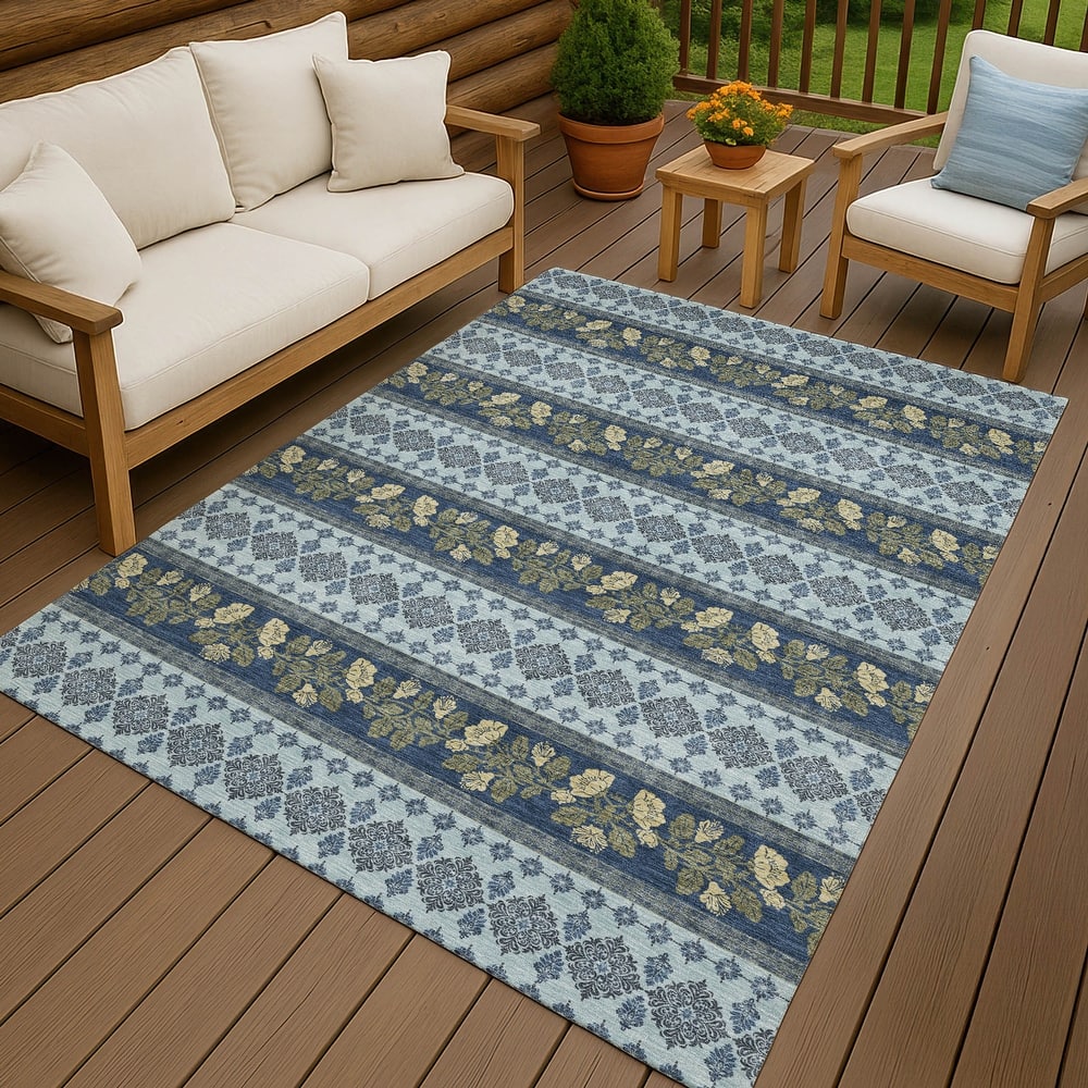 Machine Washable Indoor/ Outdoor Stripe Sochi Chantille Rug