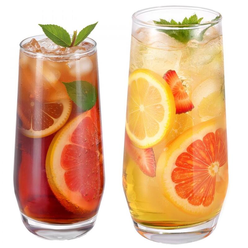 Clear Soda Lime Glass 16-Piece Drinking Set with 2 Sizes - 3.13 x 3.13 x 6.5 in