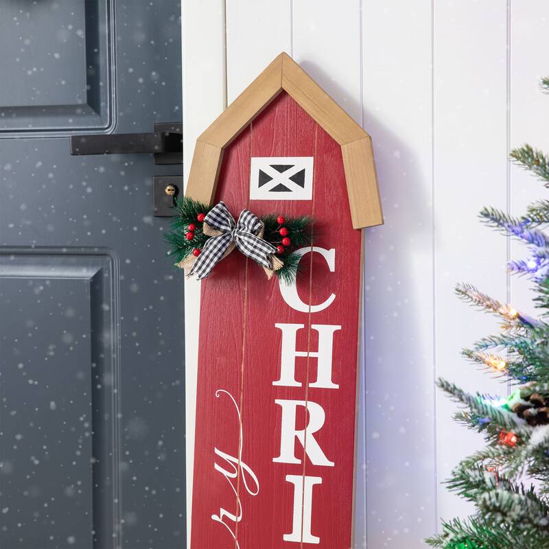 Glitzhome 42"H Christmas Wooden"Merry Christmas" Porch Sigh - Merry Christmas - 42"