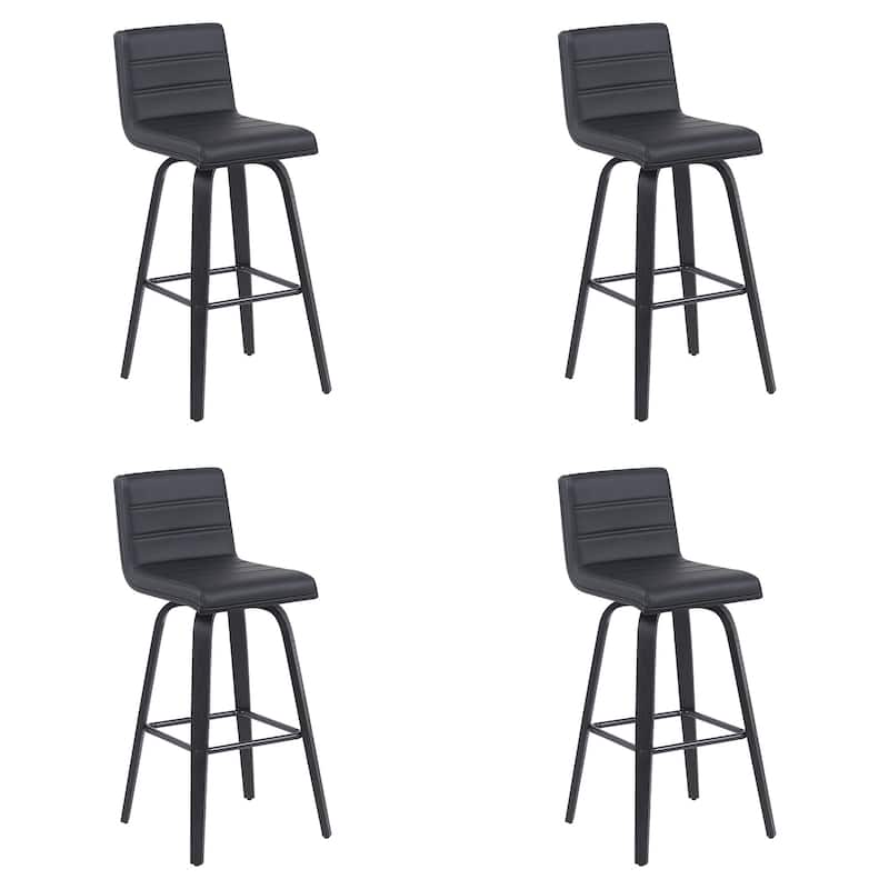 Skara Swivel Bar Stool, Upholstered Bar Height Chair with Bentwood Frame