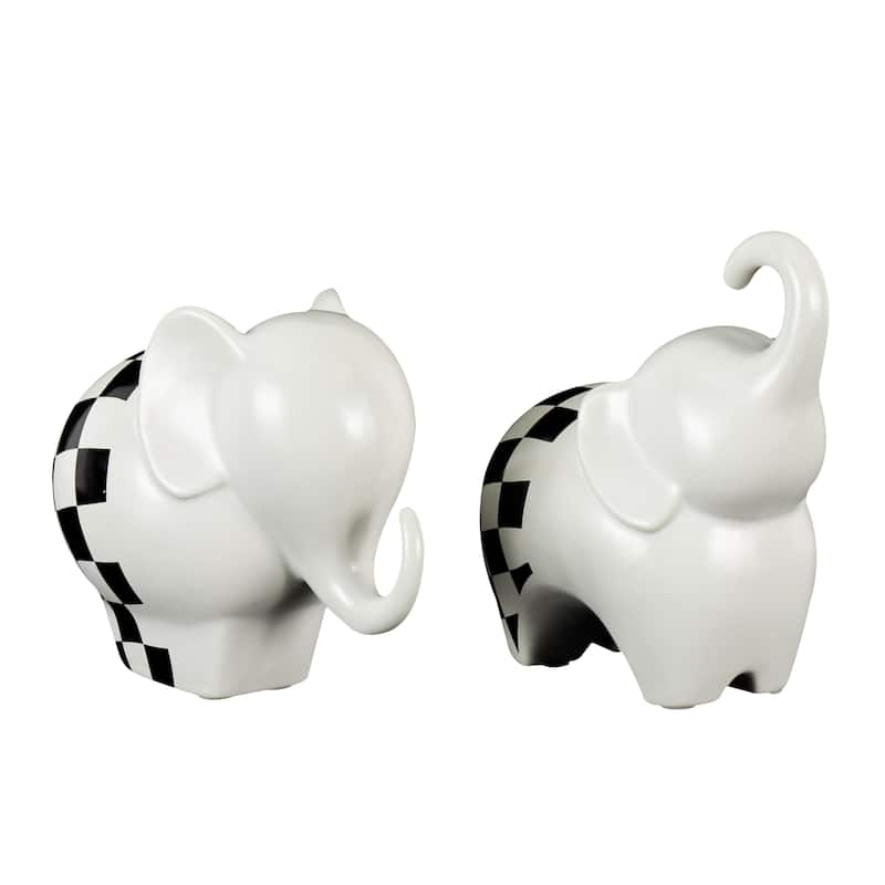 The Novogratz Gold, Silver, Black, White or Multi Colored Porcelain Ceramic Elephant Decorative Sculpture (Set of 2)