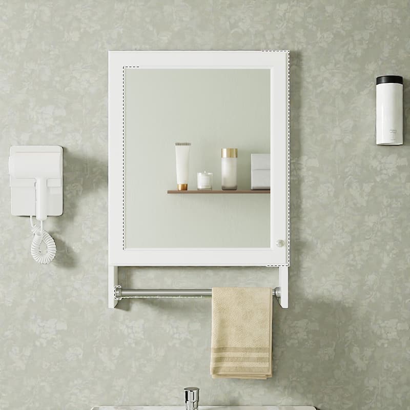 3 in 1 Bathroom Mirror Medicine Cabinet Wall Mounted, 20 Inch Modern Storage Cabinet with Adjustable Shelf - White