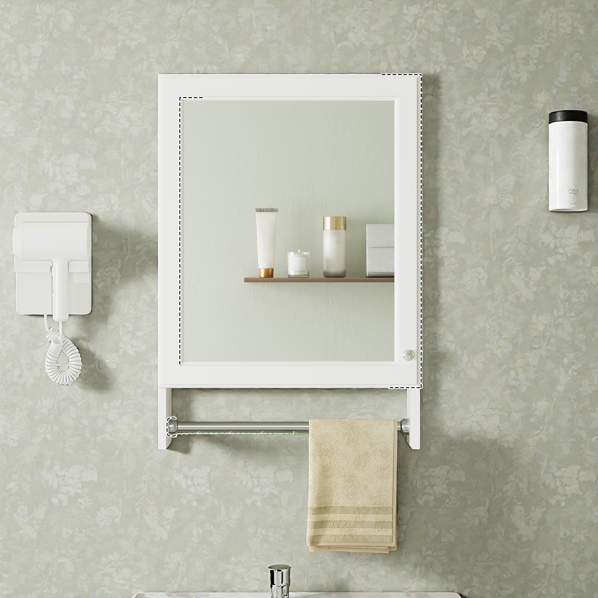3 in 1 Bathroom Mirror Medicine Cabinet Wall Mounted, 20 Inch Modern Storage Cabinet with Adjustable Shelf