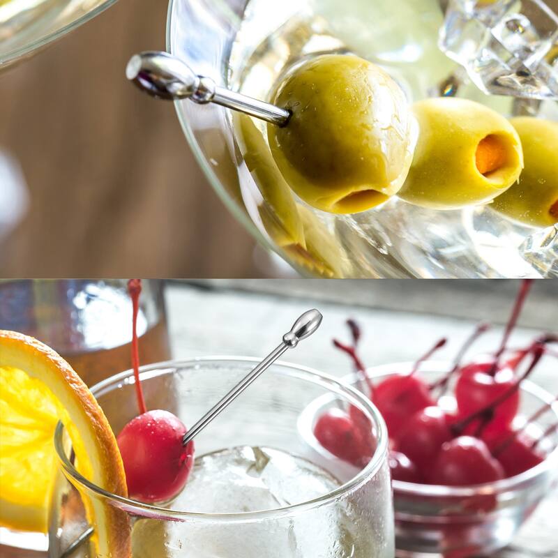 Metal Cocktail Toothpick Drink Picks Cocktail Skewers 12Pcs - Silver