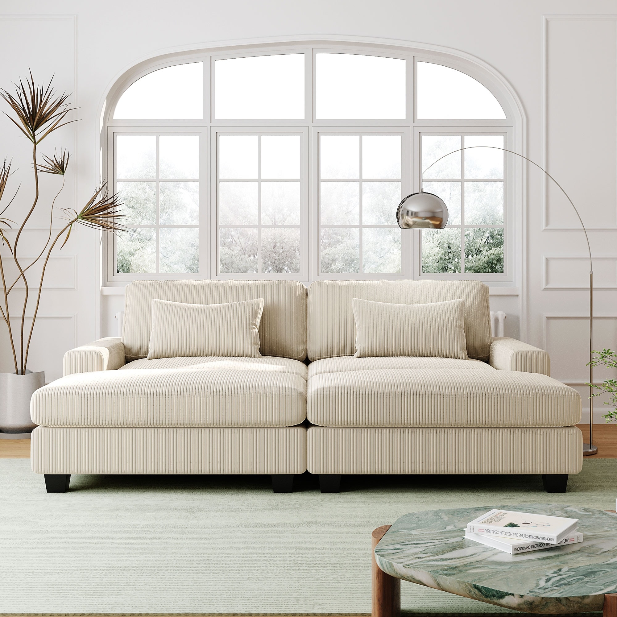 Versatile Loveseat Sofa Couch with Removable Back Cushions Detachable Ottomans 2 Pillows for Living Room Office Apartment Bed Bath Beyond 40875349