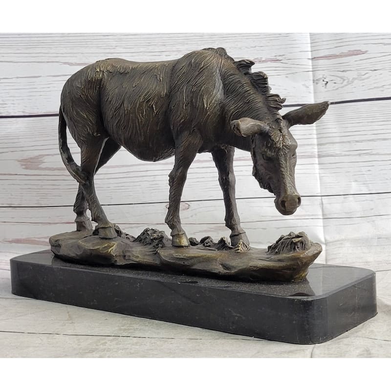 Donkey Mule Bronze Statue Sculpture Handmade Art Figure By Barye On Marble Base