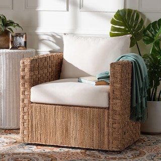 Rhinos Bohemian Light Brown Seagrass Tuxedo Arm Chair