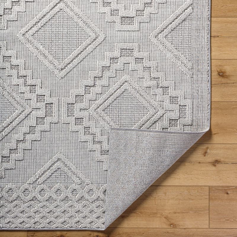Livabliss Rockport Modern Indoor/Outdoor Area Rug - 2'7" x 7'3" - Light Gray