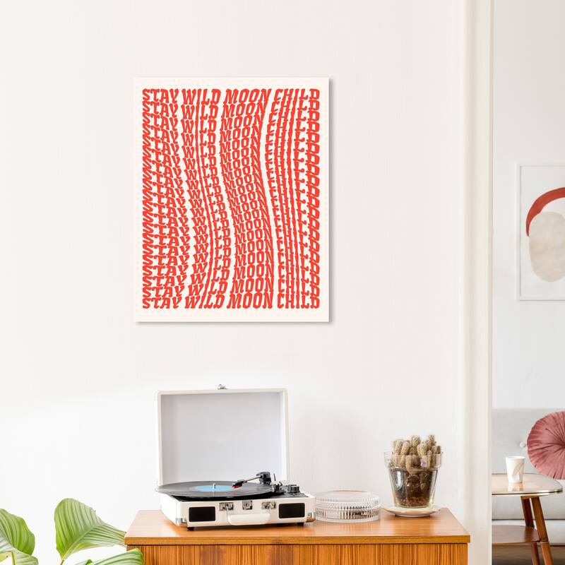 Wynwood Studio Canvas Typography and Quotes Stay Wild Moon Child Repeat Red Modern & Contemporary Wall Art Canvas Print - 20 x 24