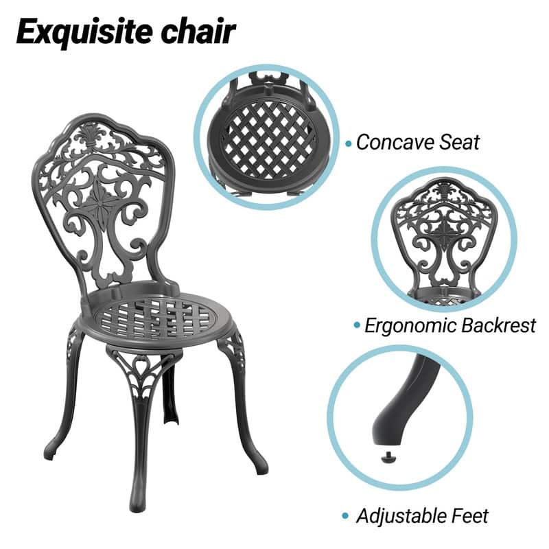 Black Aluminum Patio Outdoor Dining Chair (2-Pack)