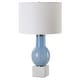 preview thumbnail 4 of 5, Uttermost Clear Sky Blue Glass Table Lamp - 28'' H X 16'' W X 16'' D