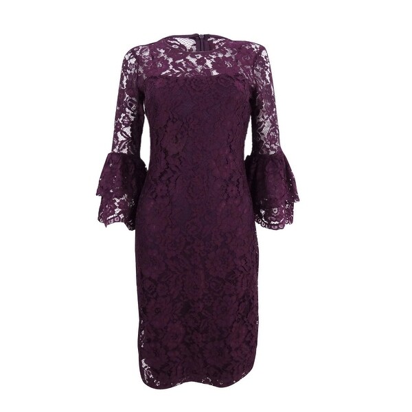 calvin klein illusion bell sleeve sheath dress