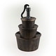 preview thumbnail 9 of 10, Alpine Corporation 40" Tall Outdoor 3-Tier Barrel Pump Waterfall Fountain, Brown