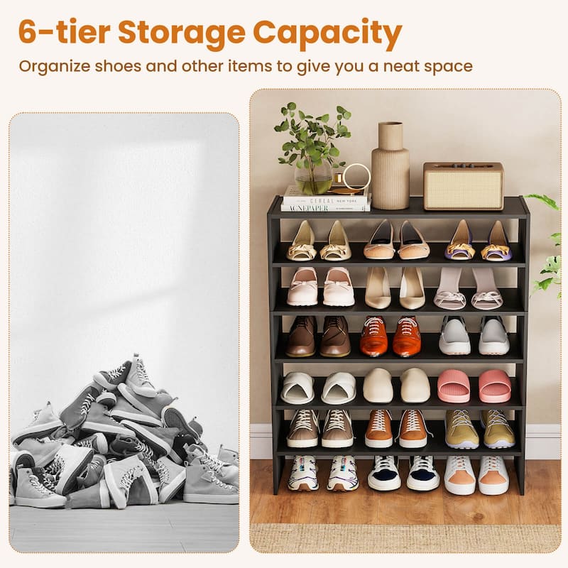 Costway 3 PCS Stackable Shoe Rack 31-Inch Horizontal Organizer 2-tier - See Details