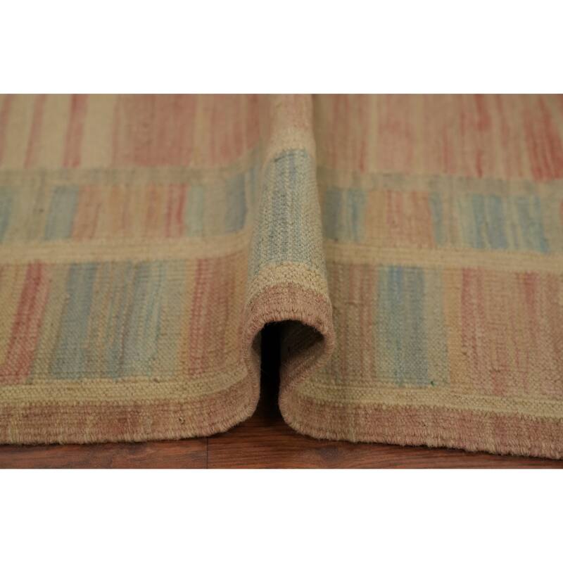Hand Woven Oriental 100% Wool Carpet Southwestern Tribal Pink Kilim Area Rug - 7' 11'' X 5' 1''