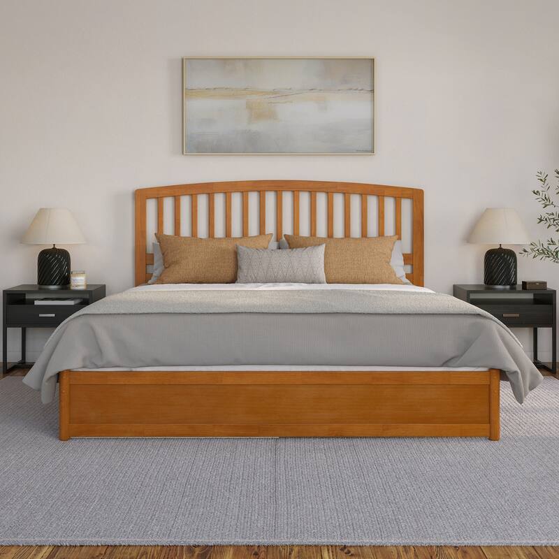 Lucia Platform Bed with Panel Footboard and Twin XL Trundle