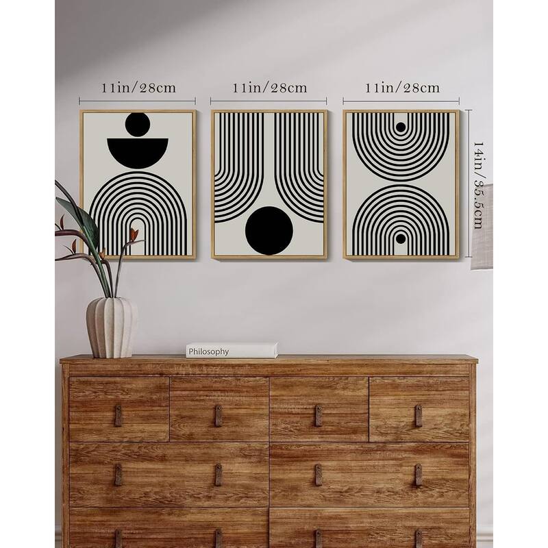 Black Abstract Wall Art Geometry Minimalist