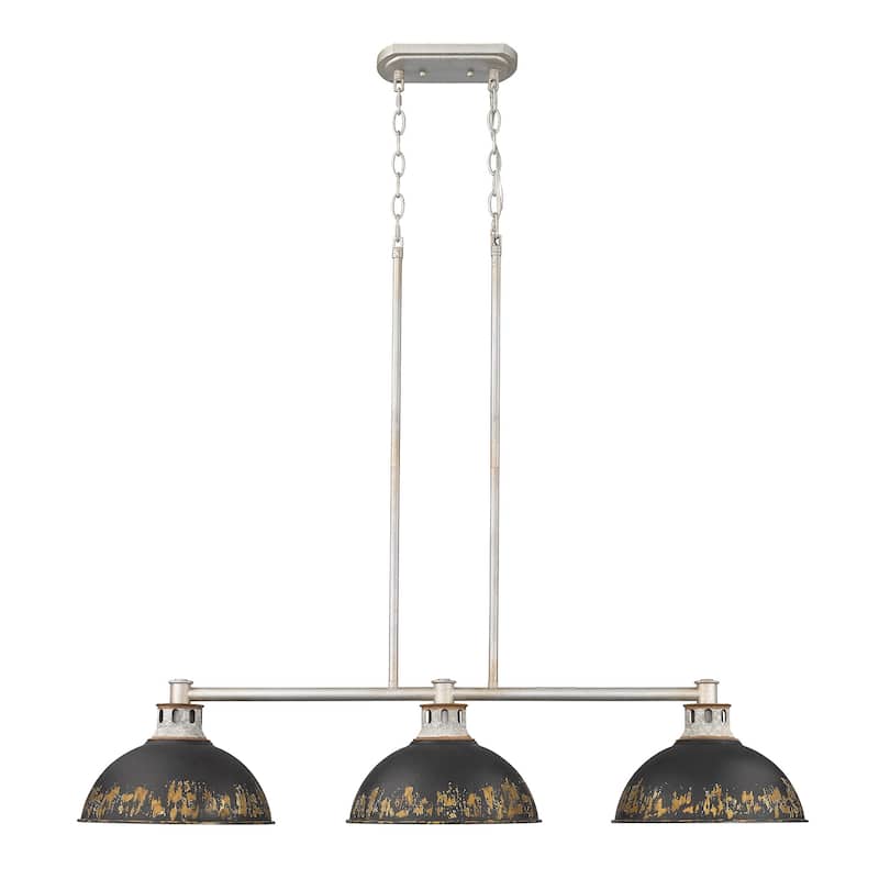 Golden Lighting Kinsley 3-light Island Light in Antique Black Iron shade