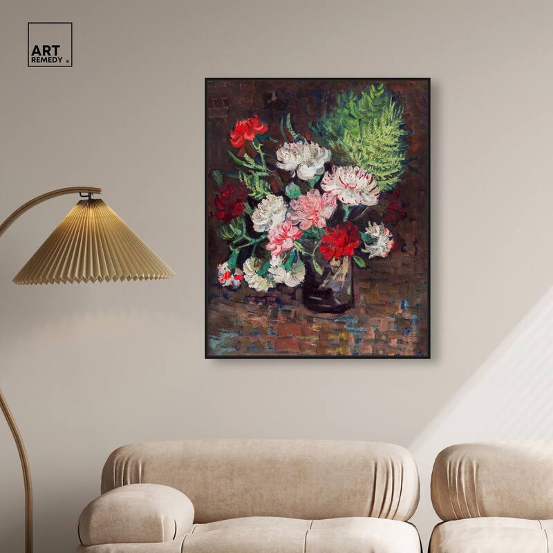 Vase with Carnations Canvas by Art Remedy