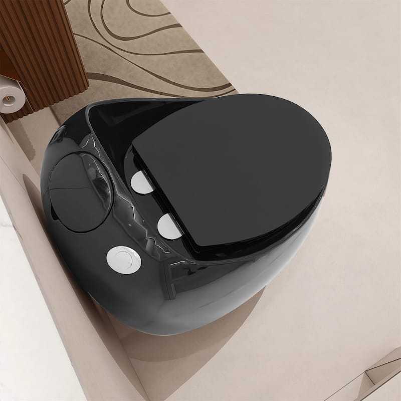 Glossy Black 1-Piece Elongated Toilet
