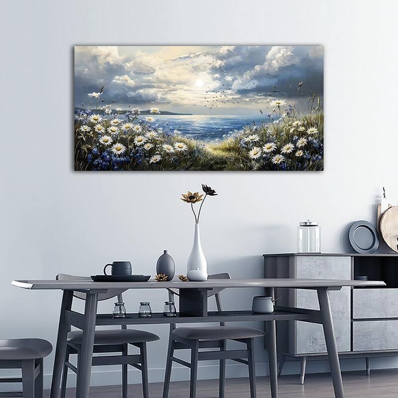 Blue Mediterranean Garden Landscape Painting