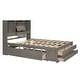 preview thumbnail 5 of 12, Gray Platform Bed wBuilt-in Storage Shelf & 8 Drawers, Kids Storage Beds Bookcase Headboard Space-Saving Beds for Teens Adults