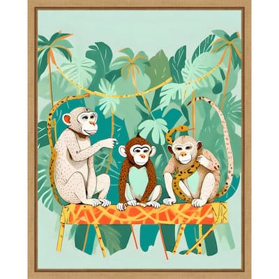 Monkey Play Date by Uma Gokhale Framed Canvas Wall Art
