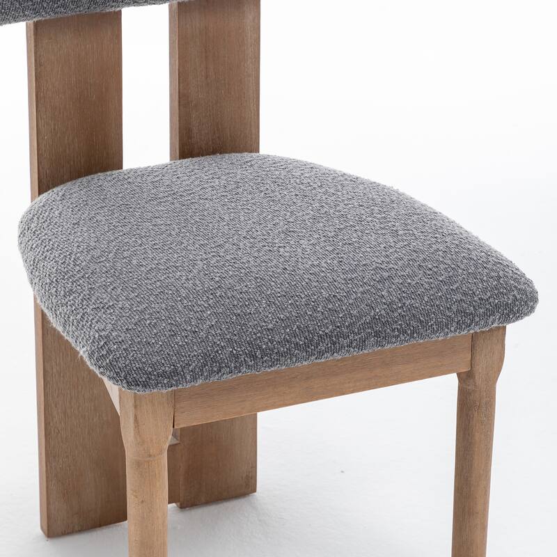 SEYNAR Set of 2 Modern Linen Upholstered Dining Chairs with Bolster Backrest