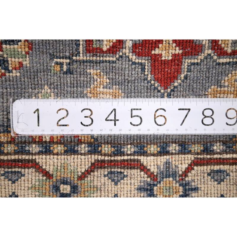 Geometric Kazak Runner Rug Hand-Knotted Floral Wool Carpet - 2'2" x 5'9"