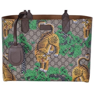 Shop Gucci Women&#39;s 412096 GG Supreme Bengal Tiger Purse Tote Handbag - Multi - 14.96&quot; x 11.02&quot; x ...