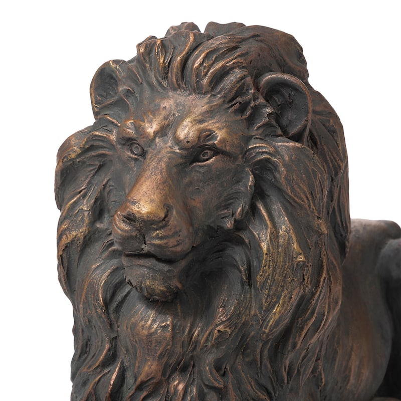 Glitzhome Set of 2 MgO Majestic Walking & Lying Guardian Lion Statues Porch Sculpture Indoor Outdoor