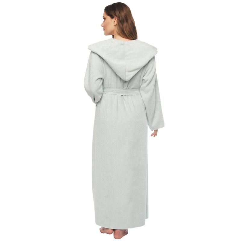Women's Angel Stlyle Robe Ankle Long Hooded Turkish Cotton Bathrobe