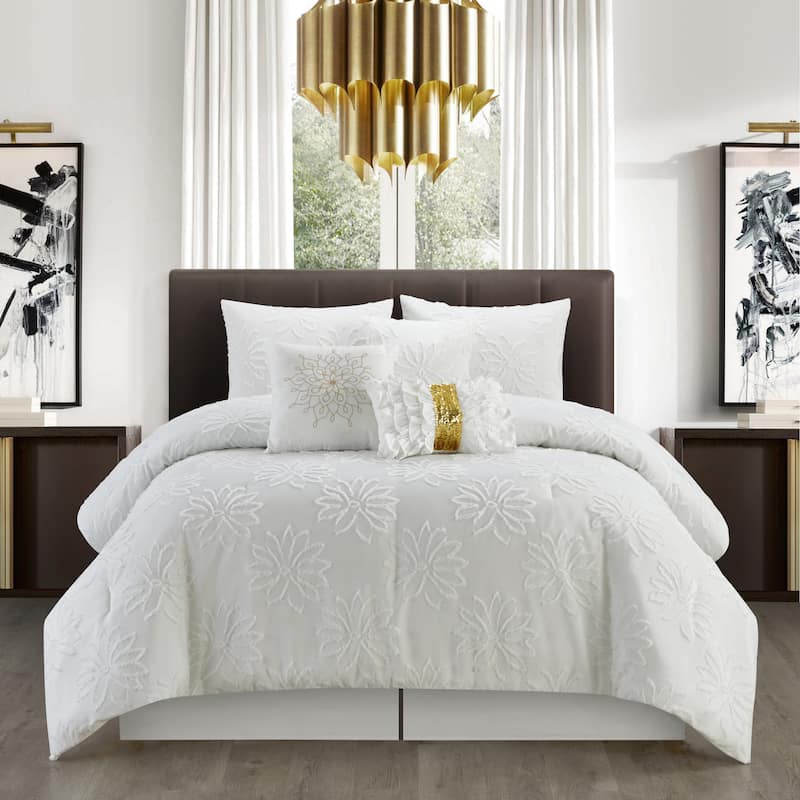 3D Floral Pattern Lannie 7 Piece Comforter Set by Nanshing
