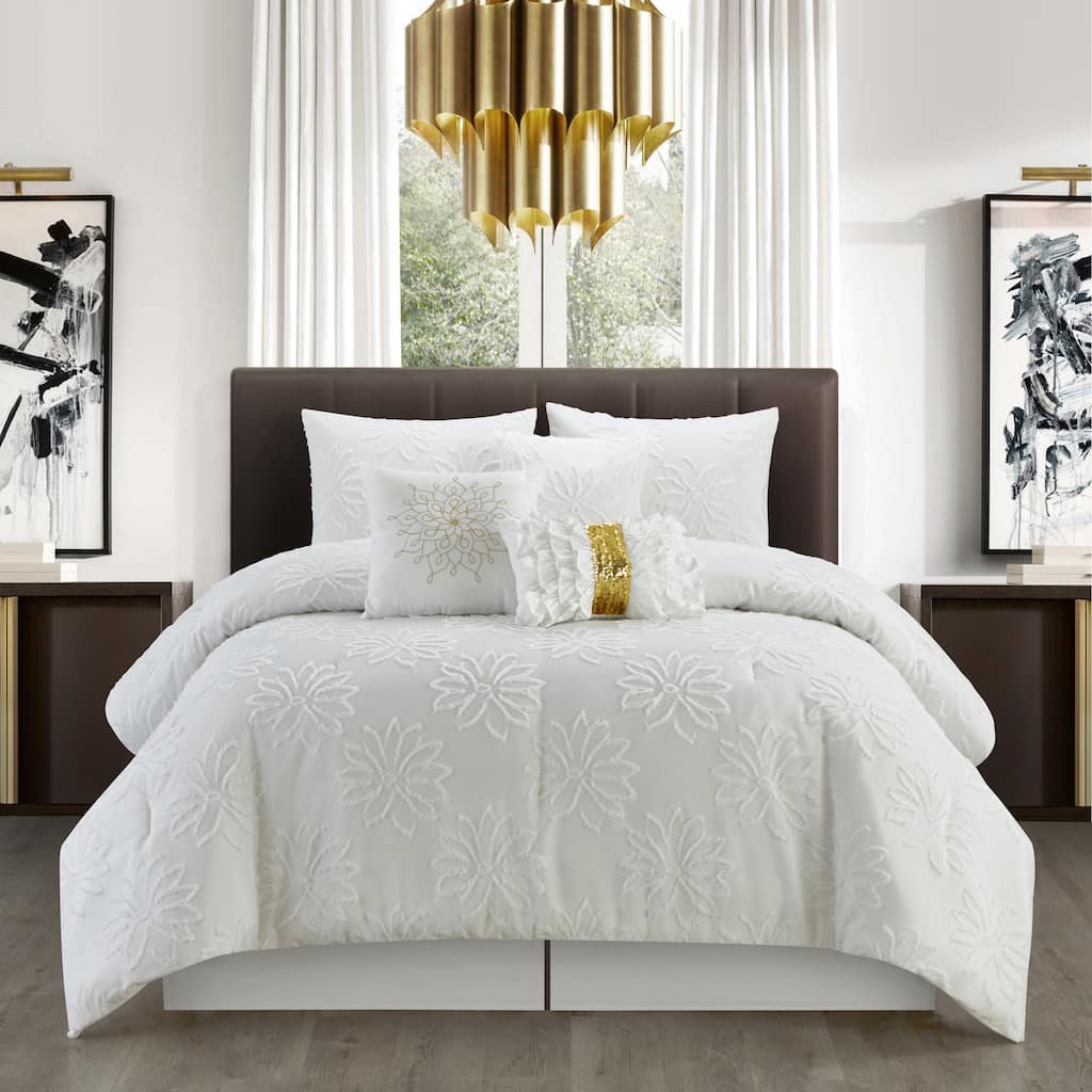 3D Floral Pattern Lannie 7 Piece Comforter Set by Nanshing