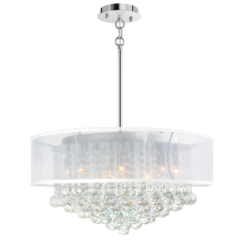 Radiant 12 Light Drum Shade Chandelier With Chrome Finish - Chrome