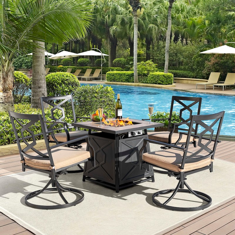 50,000 BTU 28 Inch Iron Propane Gas Fire Pit Table with Cover - 28 inches