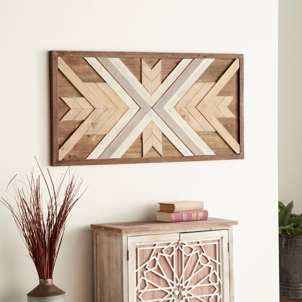 Brown Wood Handmade Southwestern Geometric Home Wall Decor