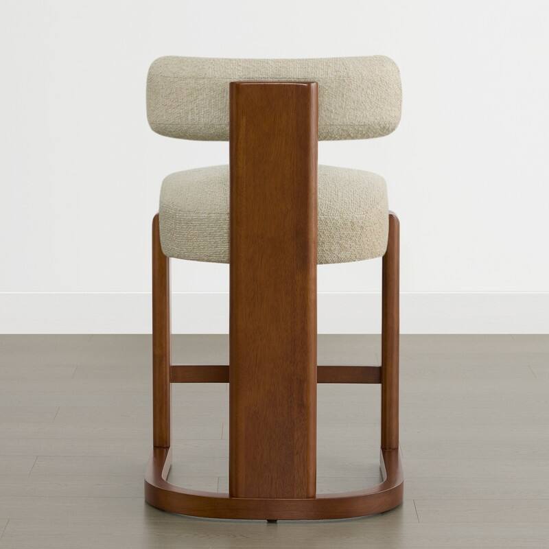Spruce & Spring Arya Upholstered Boucle Counter Stool with Solid Wood Frame