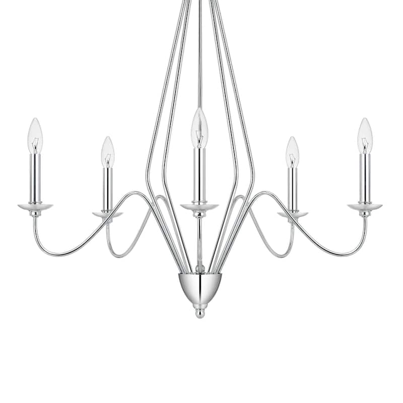 Wehy 30 Inch Chandelier w Canopy, Chrome Metal, Candelabra Design
