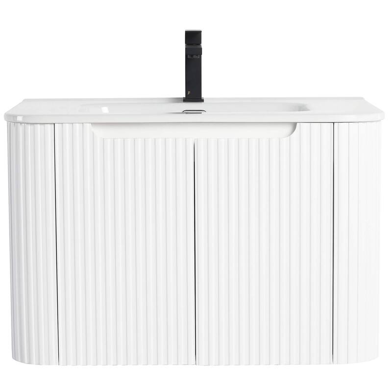 Caskvalley Modern Bathroom Vanity with Straight Fluted Design - Sink Included