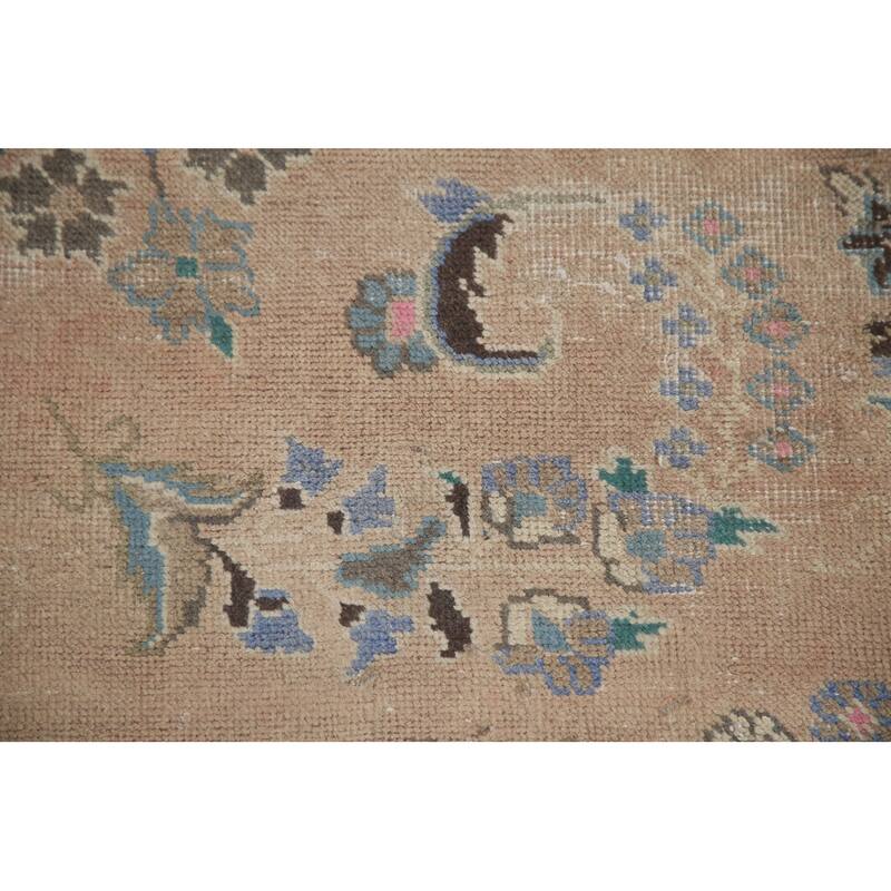 Hand Knotted Oriental 100% Wool Carpet Traditional Floral Coral Mashad Area Rug - 11' 2'' X 7' 11''