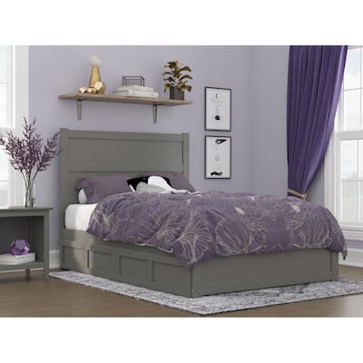 NoHo Full Bed with Footboard and 2 Drawers in Grey