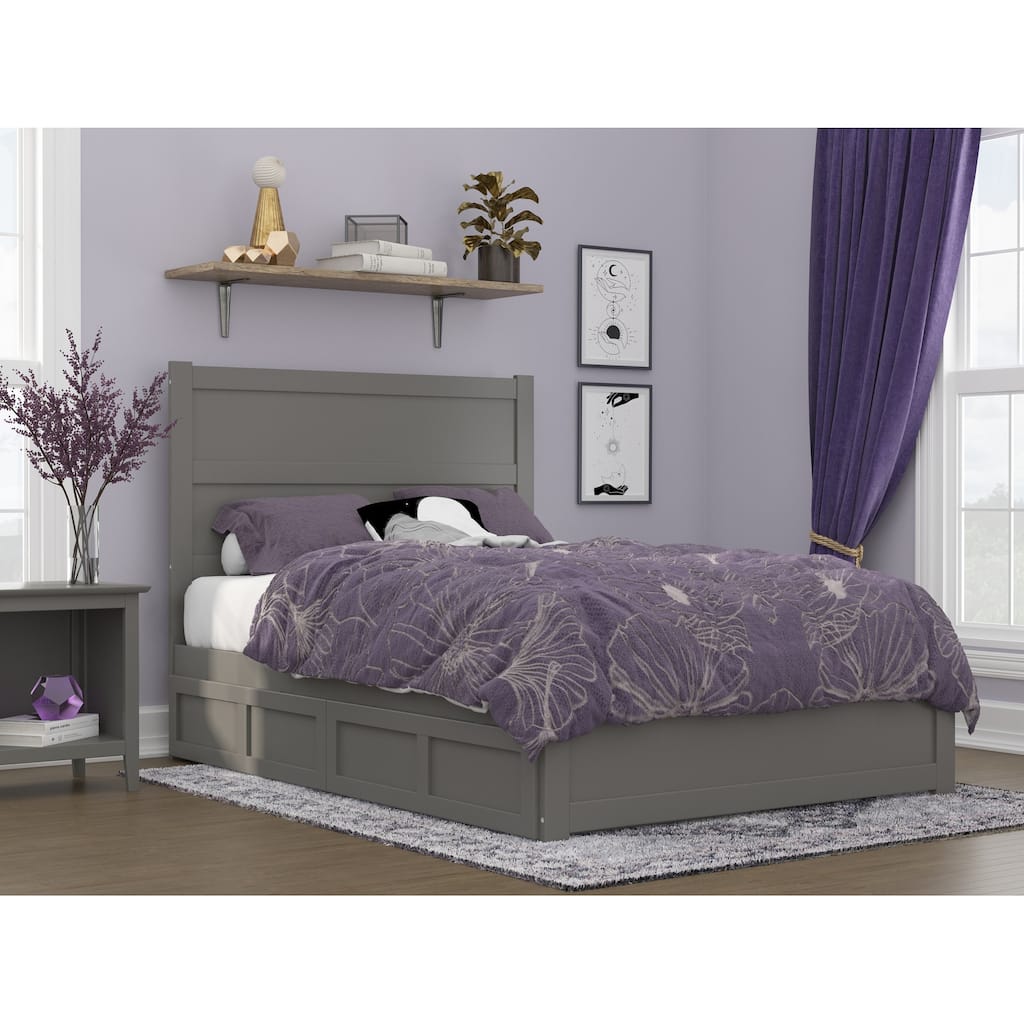 NoHo Full Bed with Footboard and 2 Drawers in Grey