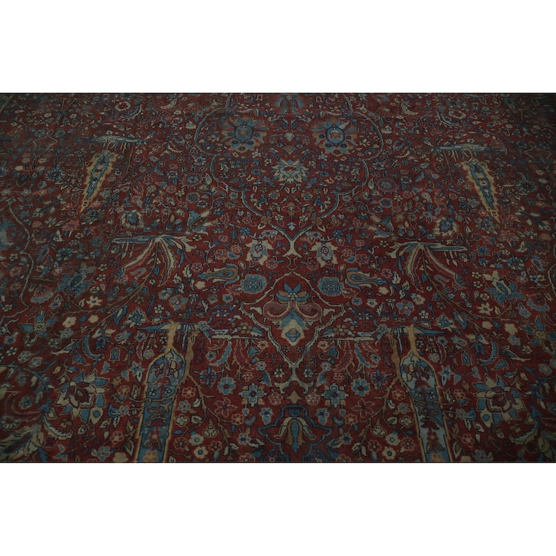 Hand Knotted Oriental 100% Wool Carpet Traditional Floral Oranges & Rust Tabriz Area Rug - 17' 9'' X 12' 8''