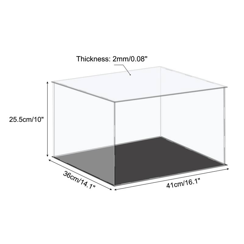 Acrylic Display Case Plastic Box Cube Storage Small Dustproof Showcase - 16.1x14.1x10 Inch