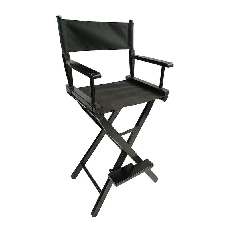 Black Canvas Director's Chair with Foldable Design