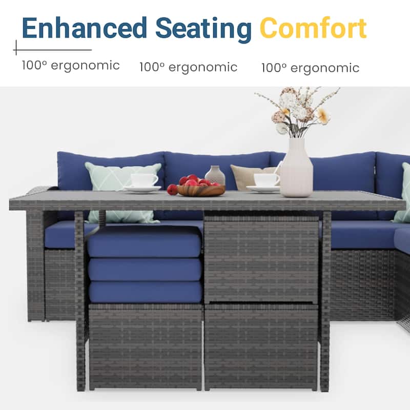 Wicker 8-Person Outdoor Seating Group with Cushions